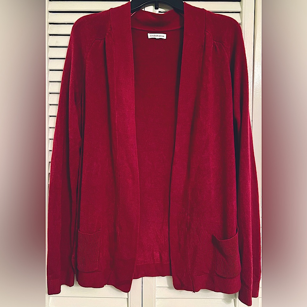 Croft & Barrow Women’s Ruby Colored Cardigan Sweater Jacket SO soft & comfy